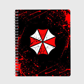 Тетрадь с принтом UMBRELLA CORP в Кировске, 100% бумага | 48 листов, плотность листов — 60 г/м2, плотность картонной обложки — 250 г/м2. Листы скреплены сбоку удобной пружинной спиралью. Уголки страниц и обложки скругленные. Цвет линий — светло-серый
 | ada wong | biohazard | leon | nemesis | project resistance | raccoon city | re2 | resident evil 2 | rpd | stars | umbrella | ада вонг | амбрелла | немесис | ужасы