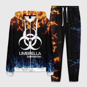 Мужской костюм 3D с принтом UMBRELLA CORPORATION в Кировске, 100% полиэстер | Манжеты и пояс оформлены тканевой резинкой, двухслойный капюшон со шнурком для регулировки, карманы спереди | biohazard | biohazard 7 | crocodile | fang | game | hand | monster | new umbrella | resident evil | resident evil 7 | umbrella | umbrella corp | umbrella corporation | zombie | обитель