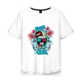 Мужская футболка хлопок Oversize с принтом That Cool в Кировске, 100% хлопок | свободный крой, круглый ворот, “спинка” длиннее передней части | Тематика изображения на принте: cool | skull | арт | через