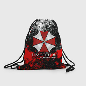 Рюкзак-мешок 3D с принтом UMBRELLA CORP в Кировске, 100% полиэстер | плотность ткани — 200 г/м2, размер — 35 х 45 см; лямки — толстые шнурки, застежка на шнуровке, без карманов и подкладки | biohazard | biohazard 7 | crocodile | fang | game | hand | monster | new umbrella | resident evil | resident evil 7 | umbrella | umbrella corp | umbrella corporation | zombie | обитель