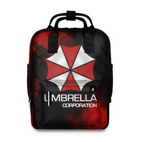 Женский рюкзак 3D с принтом UMBRELLA CORP в Кировске, 100% полиэстер | лямки с регулируемой длиной, сверху ручки, чтобы рюкзак нести как сумку. Основное отделение закрывается на молнию, как и внешний карман. Внутри два дополнительных кармана, один из которых закрывается на молнию. По бокам два дополнительных кармашка, куда поместится маленькая бутылочка
 | biohazard | biohazard 7 | crocodile | fang | game | hand | monster | new umbrella | resident evil | resident evil 7 | umbrella | umbrella corp | umbrella corporation | zombie | обитель