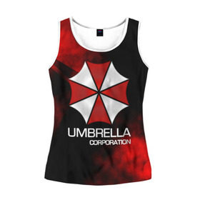 Женская майка 3D с принтом UMBRELLA CORP в Кировске, 100% полиэстер | круглая горловина, прямой силуэт, длина до линии бедра | biohazard | biohazard 7 | crocodile | fang | game | hand | monster | new umbrella | resident evil | resident evil 7 | umbrella | umbrella corp | umbrella corporation | zombie | обитель