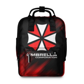 Женский рюкзак 3D с принтом Umbrella Corporation в Кировске, 100% полиэстер | лямки с регулируемой длиной, сверху ручки, чтобы рюкзак нести как сумку. Основное отделение закрывается на молнию, как и внешний карман. Внутри два дополнительных кармана, один из которых закрывается на молнию. По бокам два дополнительных кармашка, куда поместится маленькая бутылочка
 | corp | corporation | resident evil | umbrella | umbrella corporation | зомби апокалипсис | зонт | игра