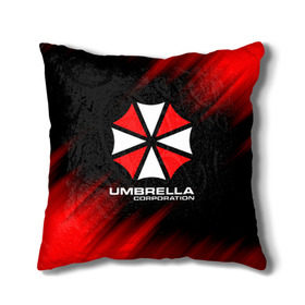 Подушка 3D с принтом Umbrella Corporation в Кировске, наволочка – 100% полиэстер, наполнитель – холлофайбер (легкий наполнитель, не вызывает аллергию). | состоит из подушки и наволочки. Наволочка на молнии, легко снимается для стирки | corp | corporation | resident evil | umbrella | umbrella corporation | зомби апокалипсис | зонт | игра