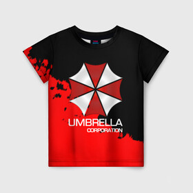 Детская футболка 3D с принтом UMBRELLA CORP в Кировске, 100% гипоаллергенный полиэфир | прямой крой, круглый вырез горловины, длина до линии бедер, чуть спущенное плечо, ткань немного тянется | Тематика изображения на принте: biohazard | biohazard 7 | crocodile | fang | game | hand | monster | new umbrella | resident evil | resident evil 7 | umbrella | umbrella corp | umbrella corporation | zombie | обитель