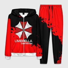 Мужской костюм 3D с принтом UMBRELLA CORP в Кировске, 100% полиэстер | Манжеты и пояс оформлены тканевой резинкой, двухслойный капюшон со шнурком для регулировки, карманы спереди | biohazard | biohazard 7 | crocodile | fang | game | hand | monster | new umbrella | resident evil | resident evil 7 | umbrella | umbrella corp | umbrella corporation | zombie | обитель