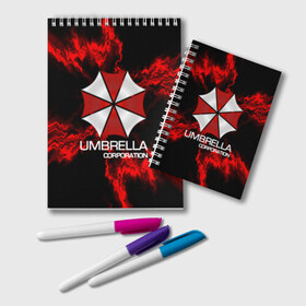 Блокнот с принтом UMBRELLA CORP в Кировске, 100% бумага | 48 листов, плотность листов — 60 г/м2, плотность картонной обложки — 250 г/м2. Листы скреплены удобной пружинной спиралью. Цвет линий — светло-серый
 | biohazard | biohazard 7 | crocodile | fang | game | hand | monster | new umbrella | resident evil | resident evil 7 | umbrella | umbrella corp | umbrella corporation | zombie | обитель