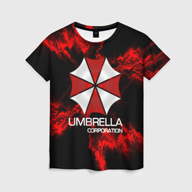 Женская футболка 3D с принтом UMBRELLA CORP в Кировске, 100% полиэфир ( синтетическое хлопкоподобное полотно) | прямой крой, круглый вырез горловины, длина до линии бедер | biohazard | biohazard 7 | crocodile | fang | game | hand | monster | new umbrella | resident evil | resident evil 7 | umbrella | umbrella corp | umbrella corporation | zombie | обитель