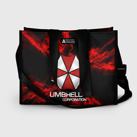 Сумка-шоппер 3D с принтом UMBRELLA CORP в Кировске, 100% полиэстер | застегивается на металлическую кнопку; внутренний карман застегивается на молнию. Стенки укреплены специальным мягким материалом, чтобы защитить содержимое от несильных ударов
 | biohazard | biohazard 7 | crocodile | fang | game | hand | monster | new umbrella | resident evil | resident evil 7 | umbrella | umbrella corp | umbrella corporation | zombie | обитель