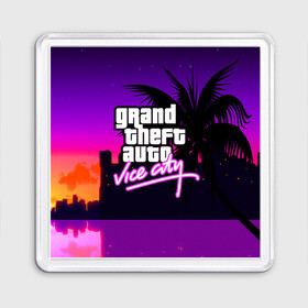 Магнит 55*55 с принтом GTA:VICE CITY в Кировске, Пластик | Размер: 65*65 мм; Размер печати: 55*55 мм | grand theft auto 2 | grand theft auto 3 | grand theft auto v | grand theft auto: san andreas | grand theft auto: vice city | gta 1 | gta 2 | gta 3 | gta 4 | gta 5 | gta online | gta v | город | игры