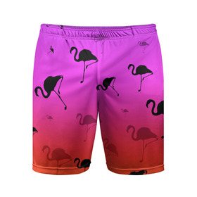 Мужские шорты спортивные с принтом Фламинго в Кировске,  |  | Тематика изображения на принте: минимализм | прикольные картинки | прикольные надписи | розовый фламинго | фламинго