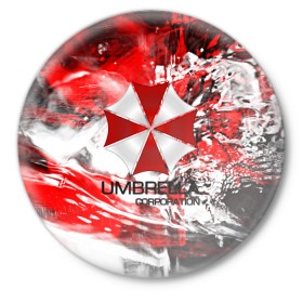 Значок с принтом UMBRELLA CORP в Кировске,  металл | круглая форма, металлическая застежка в виде булавки | Тематика изображения на принте: 