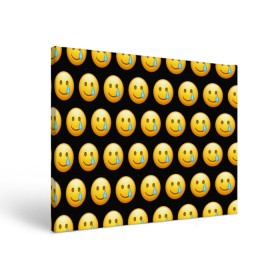 Холст прямоугольный с принтом New Emoji в Кировске, 100% ПВХ |  | crying | emoji | smile | smiling face with tear | tear | плачущий | слеза | смайлик | улыбка | эмодзи