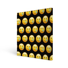 Холст квадратный с принтом New Emoji в Кировске, 100% ПВХ |  | crying | emoji | smile | smiling face with tear | tear | плачущий | слеза | смайлик | улыбка | эмодзи
