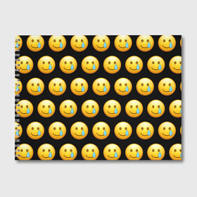 Альбом для рисования с принтом New Emoji в Кировске, 100% бумага
 | матовая бумага, плотность 200 мг. | crying | emoji | smile | smiling face with tear | tear | плачущий | слеза | смайлик | улыбка | эмодзи