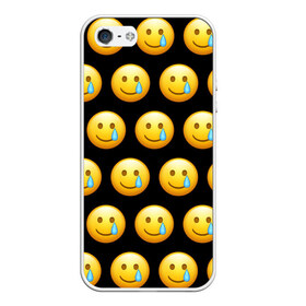 Чехол для iPhone 5/5S матовый с принтом New Emoji в Кировске, Силикон | Область печати: задняя сторона чехла, без боковых панелей | crying | emoji | smile | smiling face with tear | tear | плачущий | слеза | смайлик | улыбка | эмодзи