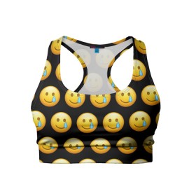 Женский спортивный топ 3D с принтом New Emoji в Кировске, 82% полиэстер, 18% спандекс Ткань безопасна для здоровья, позволяет коже дышать, не мнется и не растягивается |  | crying | emoji | smile | smiling face with tear | tear | плачущий | слеза | смайлик | улыбка | эмодзи