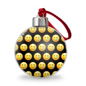 Ёлочный шар с принтом New Emoji в Кировске, Пластик | Диаметр: 77 мм | crying | emoji | smile | smiling face with tear | tear | плачущий | слеза | смайлик | улыбка | эмодзи