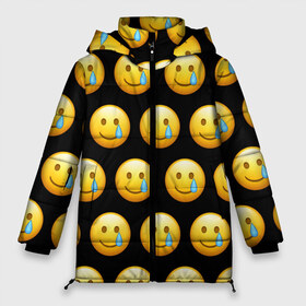 Женская зимняя куртка 3D с принтом New Emoji в Кировске, верх — 100% полиэстер; подкладка — 100% полиэстер; утеплитель — 100% полиэстер | длина ниже бедра, силуэт Оверсайз. Есть воротник-стойка, отстегивающийся капюшон и ветрозащитная планка. 

Боковые карманы с листочкой на кнопках и внутренний карман на молнии | crying | emoji | smile | smiling face with tear | tear | плачущий | слеза | смайлик | улыбка | эмодзи