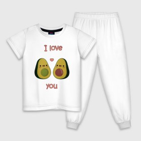 Детская пижама хлопок с принтом AVOCADO LOVE в Кировске, 100% хлопок |  брюки и футболка прямого кроя, без карманов, на брюках мягкая резинка на поясе и по низу штанин
 | avokado | авокадо