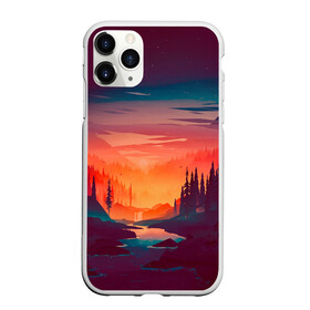 Чехол для iPhone 11 Pro Max матовый с принтом Minimal forest sunset в Кировске, Силикон |  | forest | light | minimal | mountain | orange | purple | stone | sunset | water | вода | горы | закат | минимализм | оранжевый | фиолетовый