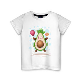 Детская футболка хлопок с принтом АВОКАДО в Кировске, 100% хлопок | круглый вырез горловины, полуприлегающий силуэт, длина до линии бедер | avocado | character | cute pictures | exotic | fruit | nut | vegan | vegetables | vegetarian | авокадо | веган | вегетарианец | милые картинки | овощи | орех | персонаж | фрукты | экзотика