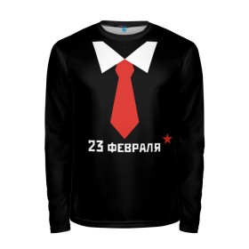 Мужской лонгслив 3D с принтом 23 февраля галстук в Кировске, 100% полиэстер | длинные рукава, круглый вырез горловины, полуприлегающий силуэт | 