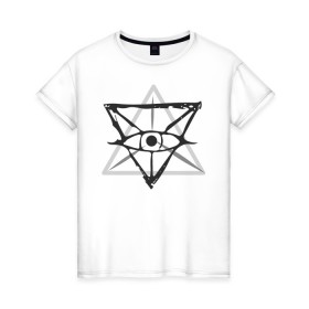 Женская футболка хлопок с принтом OKO II в Кировске, 100% хлопок | прямой крой, круглый вырез горловины, длина до линии бедер, слегка спущенное плечо | глаз | око | пирамида | треугольник