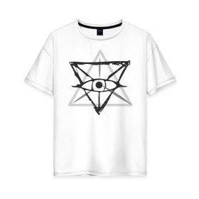 Женская футболка хлопок Oversize с принтом OKO II в Кировске, 100% хлопок | свободный крой, круглый ворот, спущенный рукав, длина до линии бедер
 | глаз | око | пирамида | треугольник