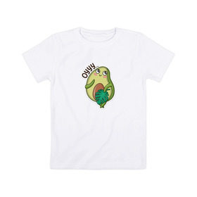 Детская футболка хлопок с принтом Авокадо в Кировске, 100% хлопок | круглый вырез горловины, полуприлегающий силуэт, длина до линии бедер | авокадо | веган | еда блогеров | мемы | минимализм | прикольные картинки | прикольные надписи | растение | смешное авокадо | фрукт