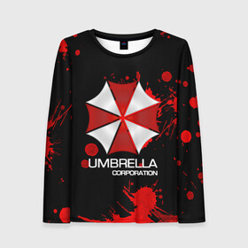 Женский лонгслив 3D с принтом UMBRELLA CORP в Кировске, 100% полиэстер | длинные рукава, круглый вырез горловины, полуприлегающий силуэт | biohazard | biohazard 7 | crocodile | fang | game | hand | monster | new umbrella | resident evil | resident evil 7 | umbrella | umbrella corp | umbrella corporation | zombie | обитель