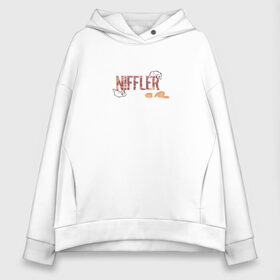 Женское худи Oversize хлопок с принтом Niffler в Кировске, френч-терри — 70% хлопок, 30% полиэстер. Мягкий теплый начес внутри —100% хлопок | боковые карманы, эластичные манжеты и нижняя кромка, капюшон на магнитной кнопке | fantastic beasts: the crimes of grindelwald | vdosadir | wizarding world | нюхлер | нюхль