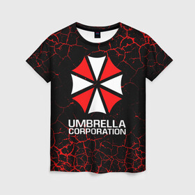 Женская футболка 3D с принтом UMBRELLA CORPORATION. в Кировске, 100% полиэфир ( синтетическое хлопкоподобное полотно) | прямой крой, круглый вырез горловины, длина до линии бедер | corp | corporation | resident evil | umbrella | umbrella corporation | зомби апокалипсис | зонт | игра