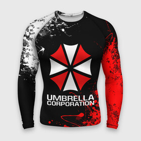 Мужской рашгард 3D с принтом UMBRELLA CORPORATION. в Кировске,  |  | corp | corporation | resident evil | umbrella | umbrella corporation | зомби апокалипсис | зонт | игра