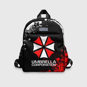 Детский рюкзак 3D с принтом UMBRELLA CORPORATION. в Кировске, 100% полиэстер | лямки с регулируемой длиной, сверху петелька, чтобы рюкзак можно было повесить на вешалку. Основное отделение закрывается на молнию, как и внешний карман. Внутри дополнительный карман. По бокам два дополнительных кармашка | corp | corporation | resident evil | umbrella | umbrella corporation | зомби апокалипсис | зонт | игра