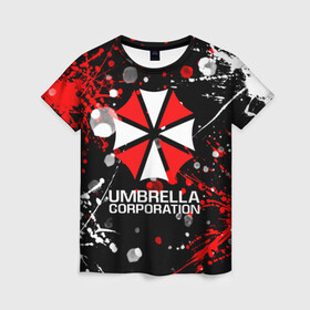 Женская футболка 3D с принтом UMBRELLA CORPORATION. в Кировске, 100% полиэфир ( синтетическое хлопкоподобное полотно) | прямой крой, круглый вырез горловины, длина до линии бедер | corp | corporation | resident evil | umbrella | umbrella corporation | зомби апокалипсис | зонт | игра