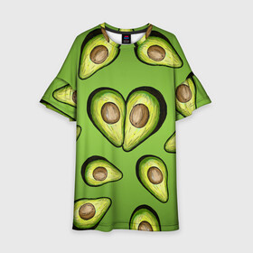 Детское платье 3D с принтом Люблю авокадо в Кировске, 100% полиэстер | прямой силуэт, чуть расширенный к низу. Круглая горловина, на рукавах — воланы | food | green | vegetarian | вегетарианец | влюбленность | влюбленные | вместе навсегда | девушке | здоровый | здоровый образ жизни | зелень | кружка | любимая | любимый | люблю | май | натуральный