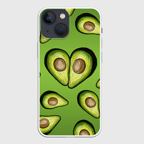 Чехол для iPhone 13 mini с принтом Люблю авокадо в Кировске,  |  | food | green | vegetarian | вегетарианец | влюбленность | влюбленные | вместе навсегда | девушке | здоровый | здоровый образ жизни | зелень | кружка | любимая | любимый | люблю | май | натуральный