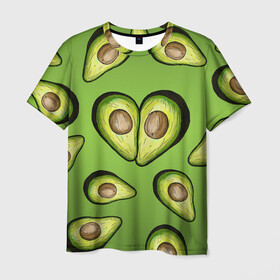 Мужская футболка 3D с принтом Люблю авокадо в Кировске, 100% полиэфир | прямой крой, круглый вырез горловины, длина до линии бедер | Тематика изображения на принте: food | green | vegetarian | вегетарианец | влюбленность | влюбленные | вместе навсегда | девушке | здоровый | здоровый образ жизни | зелень | кружка | любимая | любимый | люблю | май | натуральный