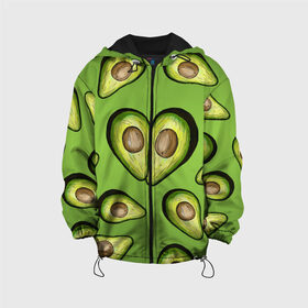 Детская куртка 3D с принтом Люблю авокадо в Кировске, 100% полиэстер | застежка — молния, подол и капюшон оформлены резинкой с фиксаторами, по бокам — два кармана без застежек, один потайной карман на груди, плотность верхнего слоя — 90 г/м2; плотность флисового подклада — 260 г/м2 | Тематика изображения на принте: food | green | vegetarian | вегетарианец | влюбленность | влюбленные | вместе навсегда | девушке | здоровый | здоровый образ жизни | зелень | кружка | любимая | любимый | люблю | май | натуральный