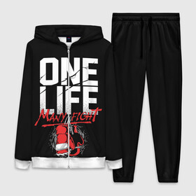 Женский костюм 3D с принтом One Life Many Fight в Кировске,  |  | art | boxing | fight | gloves | quote | sport | арт | бой | бокс | перчатки | спорт | цитата