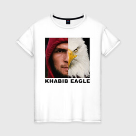 Женская футболка хлопок с принтом Хабиб Орел, Khabib Eagle в Кировске, 100% хлопок | прямой крой, круглый вырез горловины, длина до линии бедер, слегка спущенное плечо | combat sambo | combat sport | khabib eagle | mixfight | mma | nurmagomrdov | sambo | боевое самбо | единоборства | ммаб khabib | нурмагомедов самбо | хабиб | хабиб орел