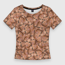 Женская футболка 3D Slim с принтом Бейонсе в Кировске,  |  | beyonce | лицо | мем | паттерн | певица | попса | физиономия | фото