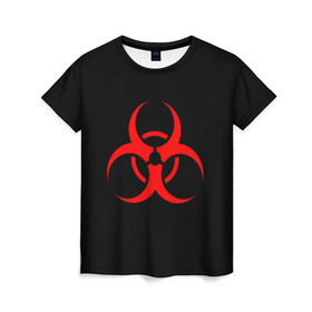 Женская футболка 3D с принтом Plague inc в Кировске, 100% полиэфир ( синтетическое хлопкоподобное полотно) | прямой крой, круглый вырез горловины, длина до линии бедер | game | ncov2019 | plague inc | warning | вирус | знак | игра | китай | коронавирус | опасность | символ