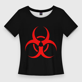 Женская футболка 3D Slim с принтом Plague inc в Кировске,  |  | game | ncov2019 | plague inc | warning | вирус | знак | игра | китай | коронавирус | опасность | символ