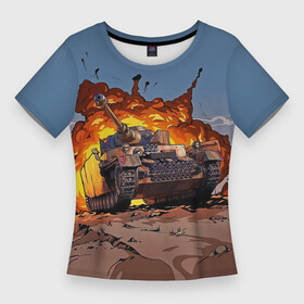 Женская футболка 3D Slim с принтом Танк в Кировске,  |  | 23 февраля | армия | военная техника | военные | военный | защитник отечества | оружие | праздник | праздник защитника | силовые структуры | танк | танки