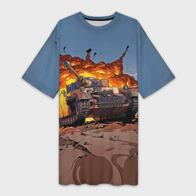 Платье-футболка 3D с принтом Танк в Кировске,  |  | 23 февраля | армия | военная техника | военные | военный | защитник отечества | оружие | праздник | праздник защитника | силовые структуры | танк | танки
