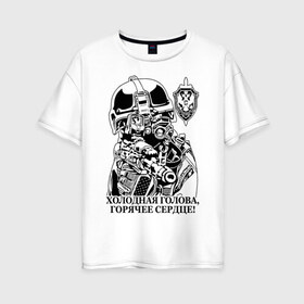 Женская футболка хлопок Oversize с принтом Холодная голова в Кировске, 100% хлопок | свободный крой, круглый ворот, спущенный рукав, длина до линии бедер
 | 
