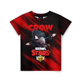 Детская футболка 3D с принтом BRAWL STARS CROW в Кировске, 100% гипоаллергенный полиэфир | прямой крой, круглый вырез горловины, длина до линии бедер, чуть спущенное плечо, ткань немного тянется | bibi | brawl stars | crow | el brown | leon | leon shark | max | sally leon | shark | stars | werewolf | акула | биби | ворон | леон | оборотень