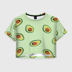 Женская футболка Crop-top 3D с принтом АВОКАДО. в Кировске, 100% полиэстер | круглая горловина, длина футболки до линии талии, рукава с отворотами | ovakado | авокадо | фрукты